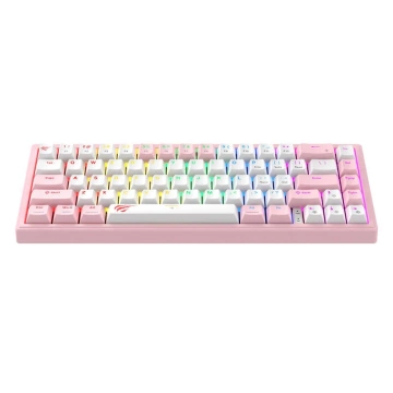 Havit KB874L RGB Mechanische Gaming-Tastatur, 67 Tasten, Pink/Weiß