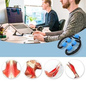 Masażer do ciała antycellulitowy ręczny roller mięśni Alogy 5x wałek do masażu Uniwersalny rolkowy czarno-niebieski 