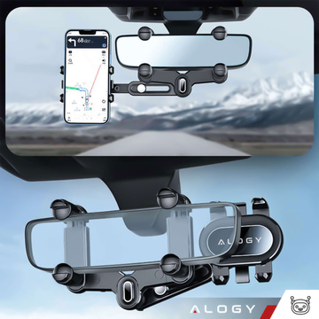 Uchwyt samochodowy do telefonu na lusterko wsteczne auta samochodu Alogy Mirror Car Holder Czarny