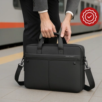 Torba na Laptopa 14" Mark Ryden, Wodoodporna, Elegancka i Pojemna, Lekka 0.5 kg, z Kieszenią na Laptopa i Tablet 9.7", Pasek na Walizkę – Czarna