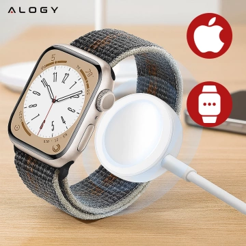 Kabel ładowarka indukcyjna QI magnetyczna Alogy do Apple Watch USB-C typ C 100cm 1M Biała