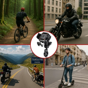 KEWIG M11B Motorradhalterung für Telefon mit QC 3.0 15W Qi-Ladegerät Schwarz