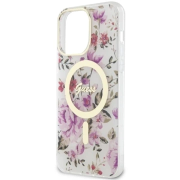 Etui für Telefon Guess GUHMP14XHCFWST für Apple iPhone 14 Pro Max 6,7" transparente Hardcase Flower MagSafe