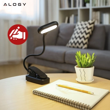 Lampa biurkowa Alogy LED z klipsem Bezprzewodowa do czytania Czarna