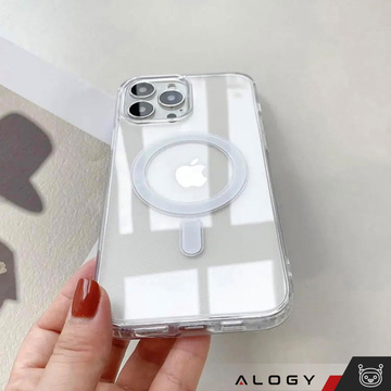 Etui do iPhone 15 Pro MagSafe obudowa Hybrid Case Cover Shock Clear Alogy Przezroczyste + Szkło