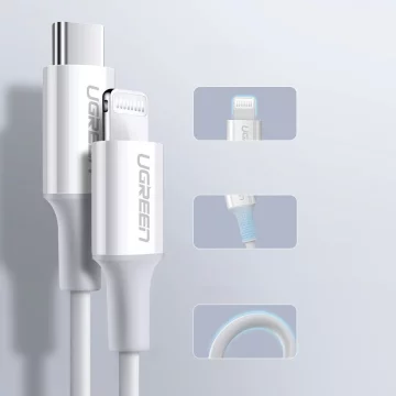 Kabel UGREEN przewód MFi USB Typ C - Lightning 3A 1.5 m biały (US171)