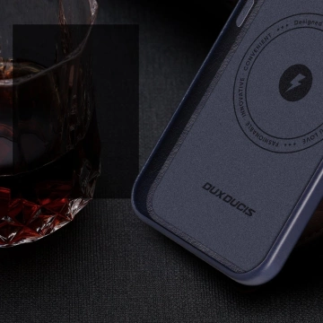Etui Dux Ducis Naples do iPhone 14 Pro Max magnetyczny skórzany pokrowiec MagSafe niebieskie