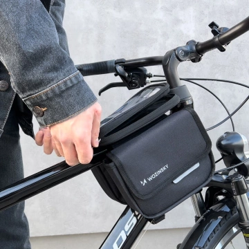 Wozinsky Fahrradrahmentasche Fahrradtasche wasserdichte Handyhülle 1,5l Schwarz (WBB26BK)