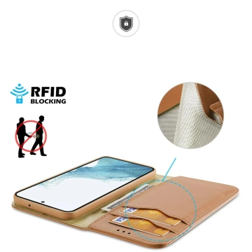Etui ochronne Dux Ducis Hivo do Samsung Galaxy S23+ pokrowiec z klapką portfel podstawka blokada RFID brązowe
