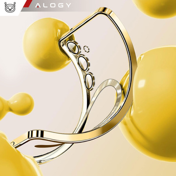 Etui do Samsung Galaxy S24 Mag Safe Glamour Case Ring obudowa ochrona aparatów Alogy Złote przezroczyste + Szkło