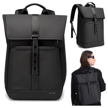 Bange wasserdichter Rucksack für 15,6-Zoll-Laptop, Stadtreisender, 45 x 30 x 16 cm, für Arbeit, Flugzeug, Herren, Damen, mit USB-Anschluss Schwarz
