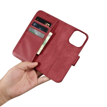 Etui na telefon iCarer Wallet Case 2in1 do iPhone 14 Pro Max skórzany pokrowiec z klapką Anti-RFID czerwony