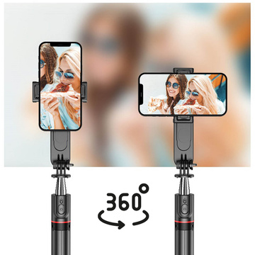 Kijek Selfie Stick uchwyt do telefonu zdjęć statyw Tripod L15 z Lampa LED + Pilot Bluetooth na telefon Czarny