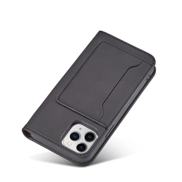 Magnetkartenhülle für iPhone 12 Pro Max Tasche Kartenetui Kartenhalter Schwarz