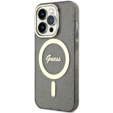 Etui für Telefon Guess GUHMP14XHCMCGK für Apple iPhone 14 Pro Max 6,7" Czarny/Black Hardcase Glitter Gold MagSafe