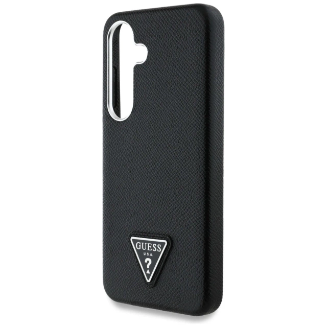 Etui Guess Grained Triangle Logo MagSafe do Samsung Galaxy S25 Czarny