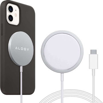 Ładowarka indukcyjna do iPhone 12/13/14/15/16 PRO / MAX/ MINI/ ULTRA Alogy do MagSafe bezprzewodowa 20W  Biała