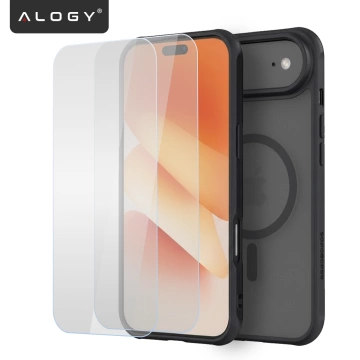 Alogy 3-in-1 Case Pack™ – Schwarze MagSafe Hybrid-Hülle mit 2 Displayschutzfolien aus gehärtetem Glas für Apple iPhone 17 Air