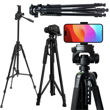 Statyw Fotograficzny Tripod Uniwersalny stojak do Kamer 1/4 uchwyt na telefon aparat 170cm Alogy Czarny