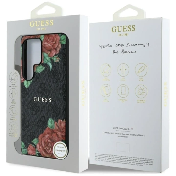 Etui Guess 4G Flowers Print MagSafe do Samsung Galaxy S25 Ultra Czarny
