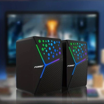 Forev Stereo-Lautsprecher, schwarz, PC, RGB-Hintergrundbeleuchtung