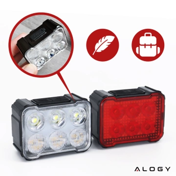 Lampka rowerowa LED Alogy SafeRide™ Lights Latarka na rower wodoodporne światło światełko na przód i tył przednia tylna 2 sztuki