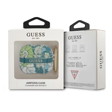Guess GUA3HHFLN AirPods 3 Cover zielony/green Flower Strap Collection