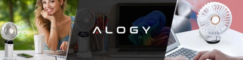 Wentylator Wiatrak Ręczny Bezprzewodowy, Przenośny i Biurkowy, z Uchwytem na Telefon, Ładowanie USB-C, Bateria 18650, Alogy CoolBreeze™ – Biały