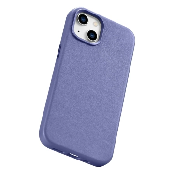 Etui na telefon iCarer Case Leather z naturalnej skóry do iPhone 14 Plus jasnofioletowy (kompatybilne z MagSafe) 
