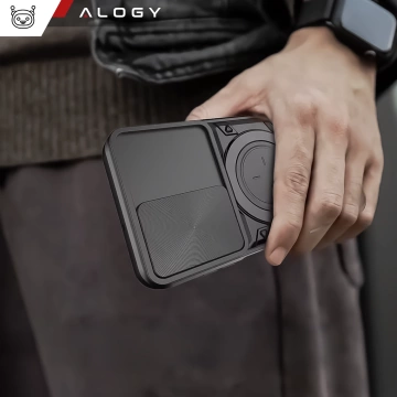 Schutzhülle für Samsung Galaxy S25 Plus, gepanzerte Slide-Hülle mit Ringkameraschutz, Alogy CamGuard Pro, schwarz