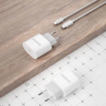 Dudao 20W USB-C Wandladegerät mit Kabel – Weiß