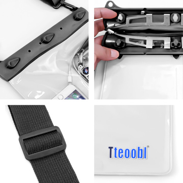 Wasserdichte Hülle für Telefon, 7,2 Zoll, Tasche mit Schultergurt, universell, groß, wasserdicht, 23 x 25 cm, Schwarz