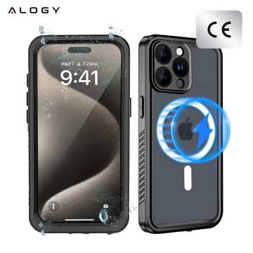 Etui do Apple iPhone 15 Pro Pancerne 360 case do Mag Safe wodoodporne Armor IP68 Alogy czarne