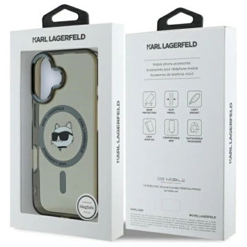 Etui Karl Lagerfeld do iPhone 16 Plus 6.7" Czarny MagSafe Hardcase IML Metal Choupette Head 