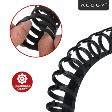 Federbelasteter Kabelorganizer für unter den Schreibtisch – flexible, selbstklebende Kabelmanagement-Abdeckung (50 × 4 cm) – Alogy CableStrip™ Schwarz