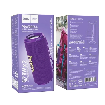 HOCO HC27 Głośnik Bluetooth 2x8W Fioletowy Przenośny