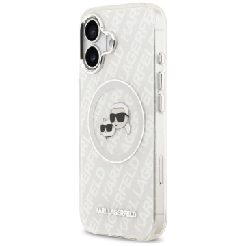 Etui Ochronne do iPhone 17 Karl Lagerfeld IML Glitter K&C Heads MagSafe Szary
