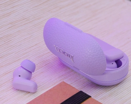 Słuchawki bezprzewodowe Bluetooth HOCO TWS EQ19 Etui ładujące Fioletowe