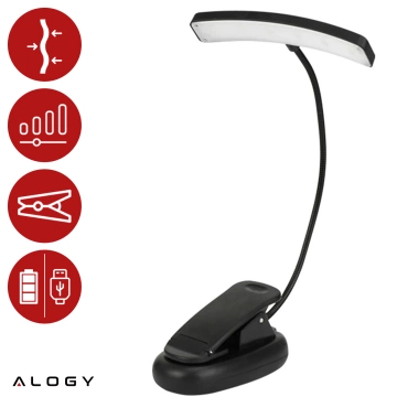 Alogy LED-Schreibtischlampe mit wiederaufladbarem Leseclip Schwarz