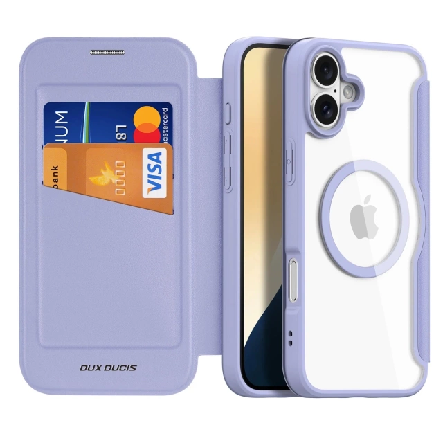 Etui do iPhone 16 Dux Ducis Skin X Pro MagSafe Klapka Fioletowe