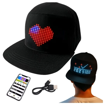 Czapka z daszkiem z oświetleniem LED RGB Piksele bluetooth Alogy PixelCap™ led telefon komórkowy sterowana aplikacją pixel Czarna