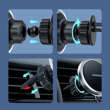 Joyroom Magnetische Autohalterung Qi Kabelloses Induktionsladegerät 15 W (MagSafe-kompatibel für iPhone) Lüftungsöffnung Silber (JR-ZS291)