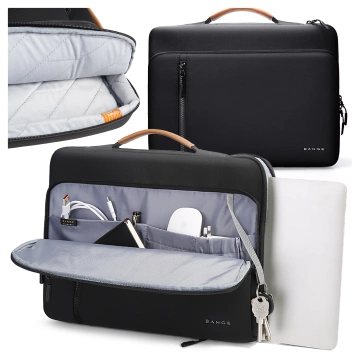 Wasserdichte Laptoptasche von Bange für Laptops bis 14 Zoll (34 x 26 x 3,5 cm), ideal für Arbeit und Flugreisen, mit Tragegriff, für Damen und Herren, Schwarz