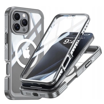 Schutzhülle für Apple iPhone 16 Pro Max Alogy Shield360 MagCase™️ mit MagSafe-Funktion, inklusive Display- und Kameraschutz, Titangrau