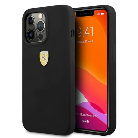 Hülle für Ferrari iPhone 13 Pro / 13 6.1" schwarz/schwarz Hardcase Silikon