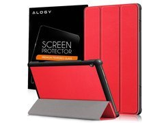 Etui Alogy Book Cover do Lenovo Tab M10 10.1 TB-X605 Czerwone + Szkło