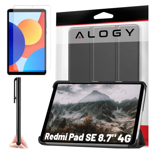 Etui ochronne do Redmi Pad SE 8.7" 4G Alogy Book Cover Case obudowa na tablet Czarne + Szkło i rysik