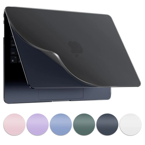 Etui do Apple MacBook Air 13.6 M2 / M3 / M4 (2022, 2023, 2024, 2025) - elastyczna, matowa obudowa ochronna, smukła i odporna na zarysowania – Alogy AirGuard™ Czarny
