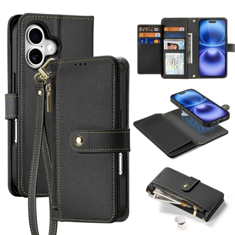 Etui ochronne do iPhone 16 Dux Ducis Lawa MagSafe + portfel – czarne