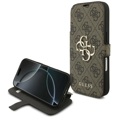 Etui Guess do iPhone 17 Pro Book 4G Metal Logo Brown